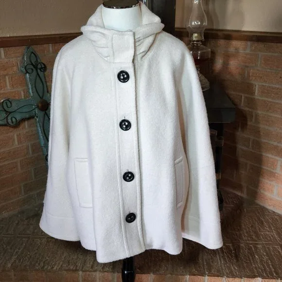 Preston & York Oversized Cream Wool Blend Coat Medium - Picture 2 of 6